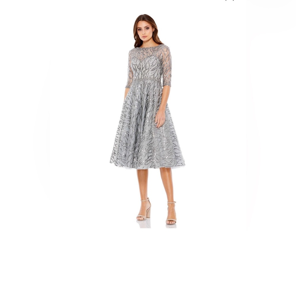 Mac Duggal - Embellished 3/4 Sleeve A-Line Dress - NWT - Size 8